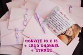 Convite 10 x 15 + Laço Chanel + Strass